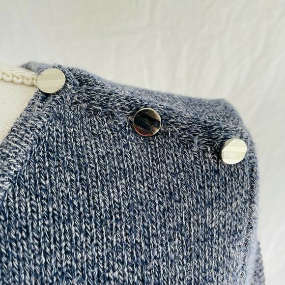 J. McLaughlin Randy Stripe Sweater Knit Scoop Neck Long Sleeve Metallic Blue S - Picture 5 of 10